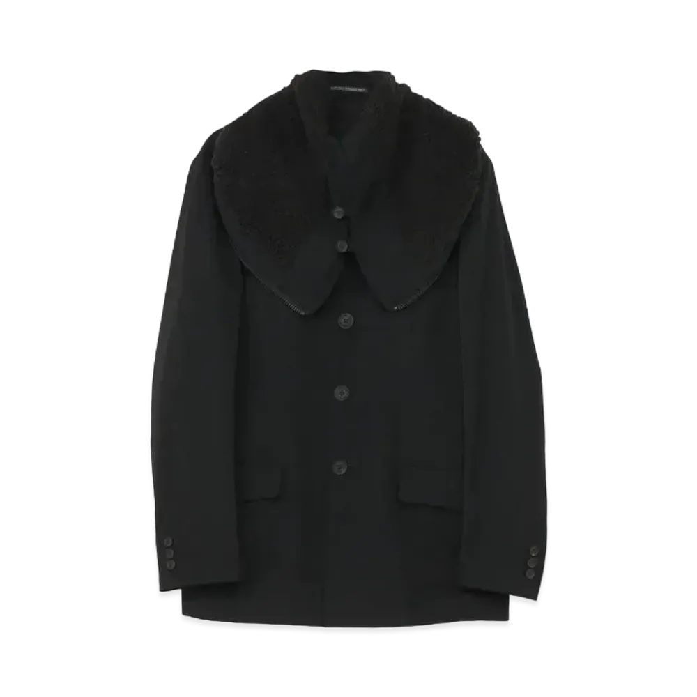 Yohji Yamamoto Pour Homme W/GABARDINE BOA HOODED JACKET "Black"