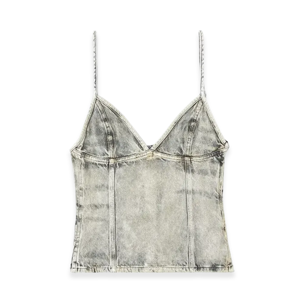 Diesel De-FuLSy-S Top In Shiny Coated Denim "Light Gray"