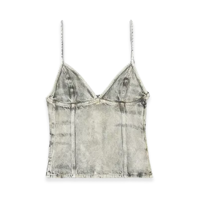 Diesel De-FuLSy-S Top In Shiny Coated Denim "Light Gray"