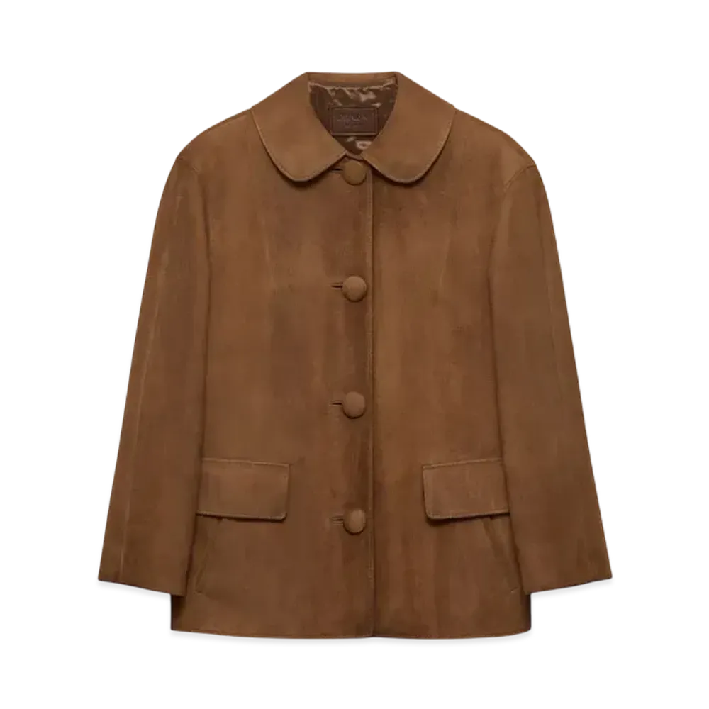 PRADA Women's Suede Jacket "Light Brown"