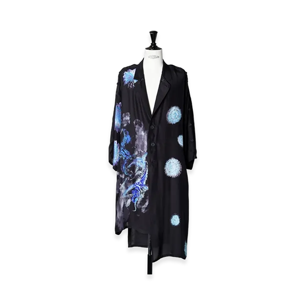 Yohji Yamamoto POUR HOMME Sea Creature Print Button-Up Jacket "Black"