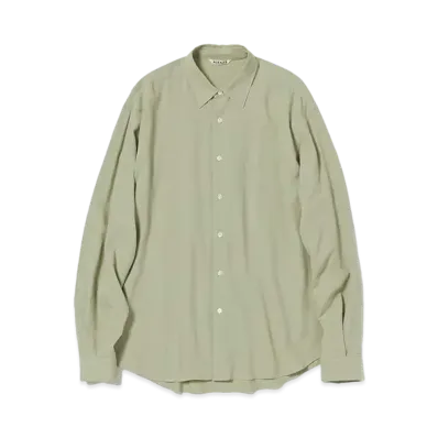 AURALEE Hard Twist Cotton Silk Viyella Shirt "Sage Green"