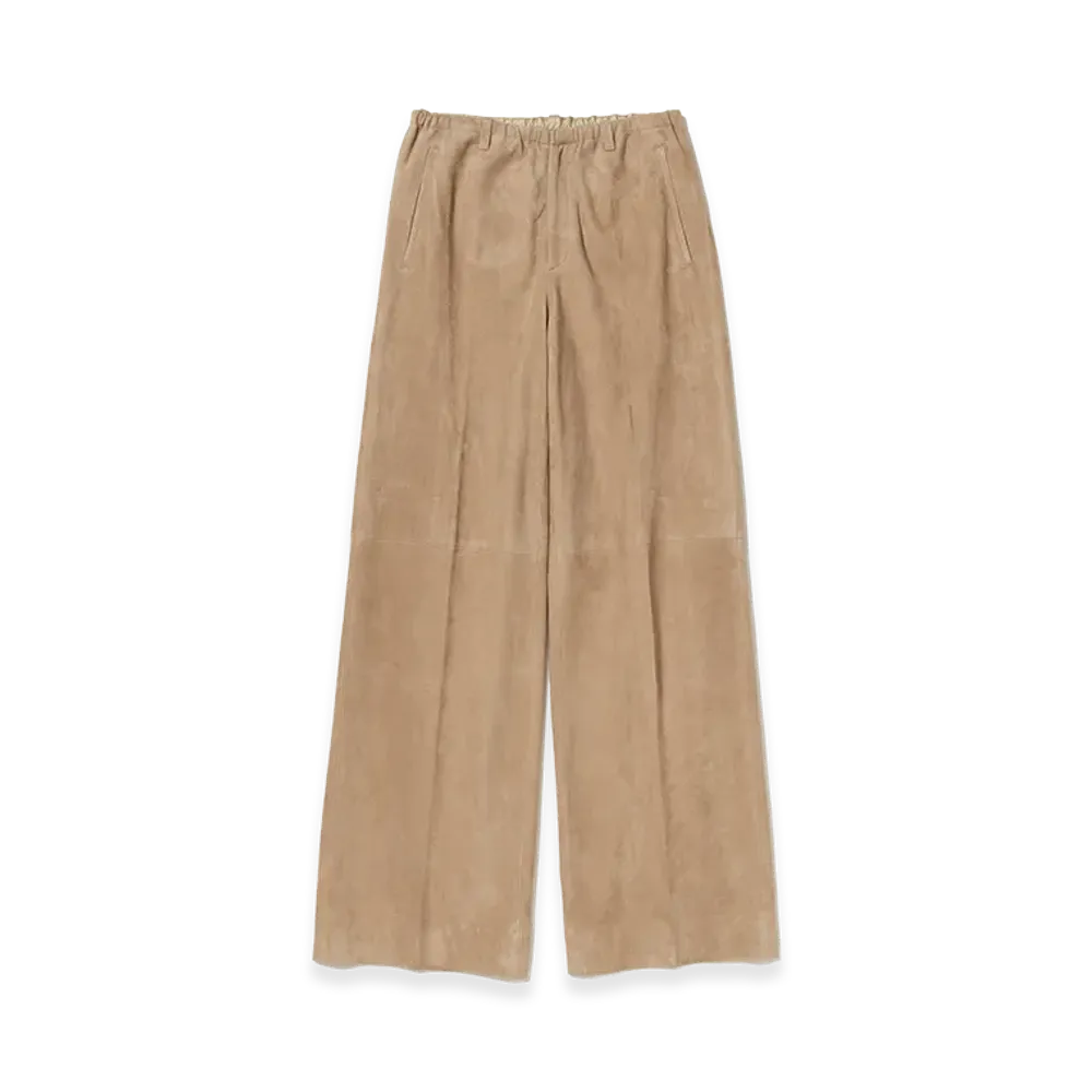 AURALEE Silky Grain Suede Drawstring Pants "Taupe"