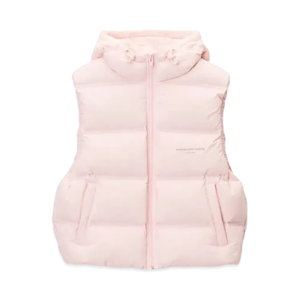 Alexander Wang Feather & Down Cropped Channel Vest "Light Pink"