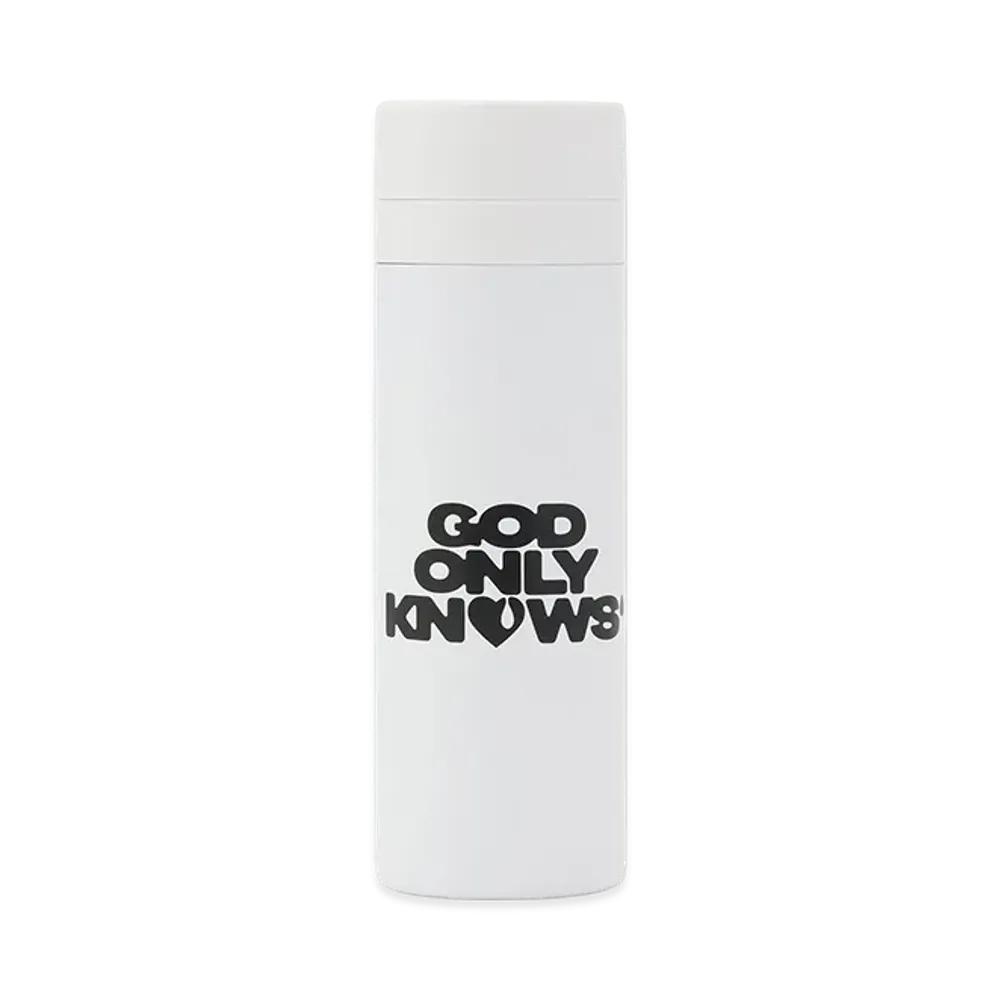 GOD ONLY KNOWS Logo Water Bottle "White"