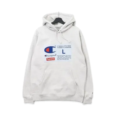 Supreme x Champion Label Hooded Sweatshirt "Grey"