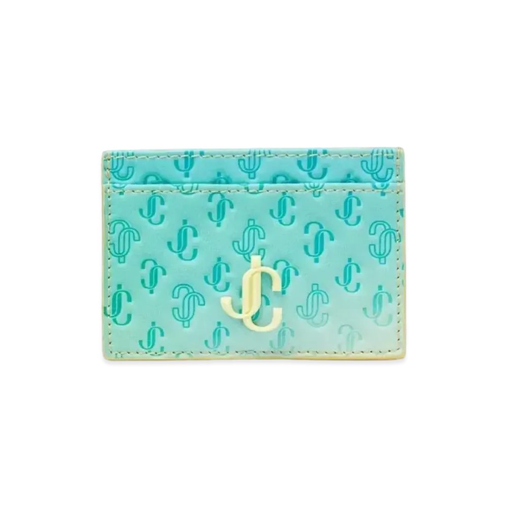 Jimmy Choo Umika JC Logo Degrade Canvas Card Case With Sunbleached JC Logo "Sunbleached/Blue Mix"