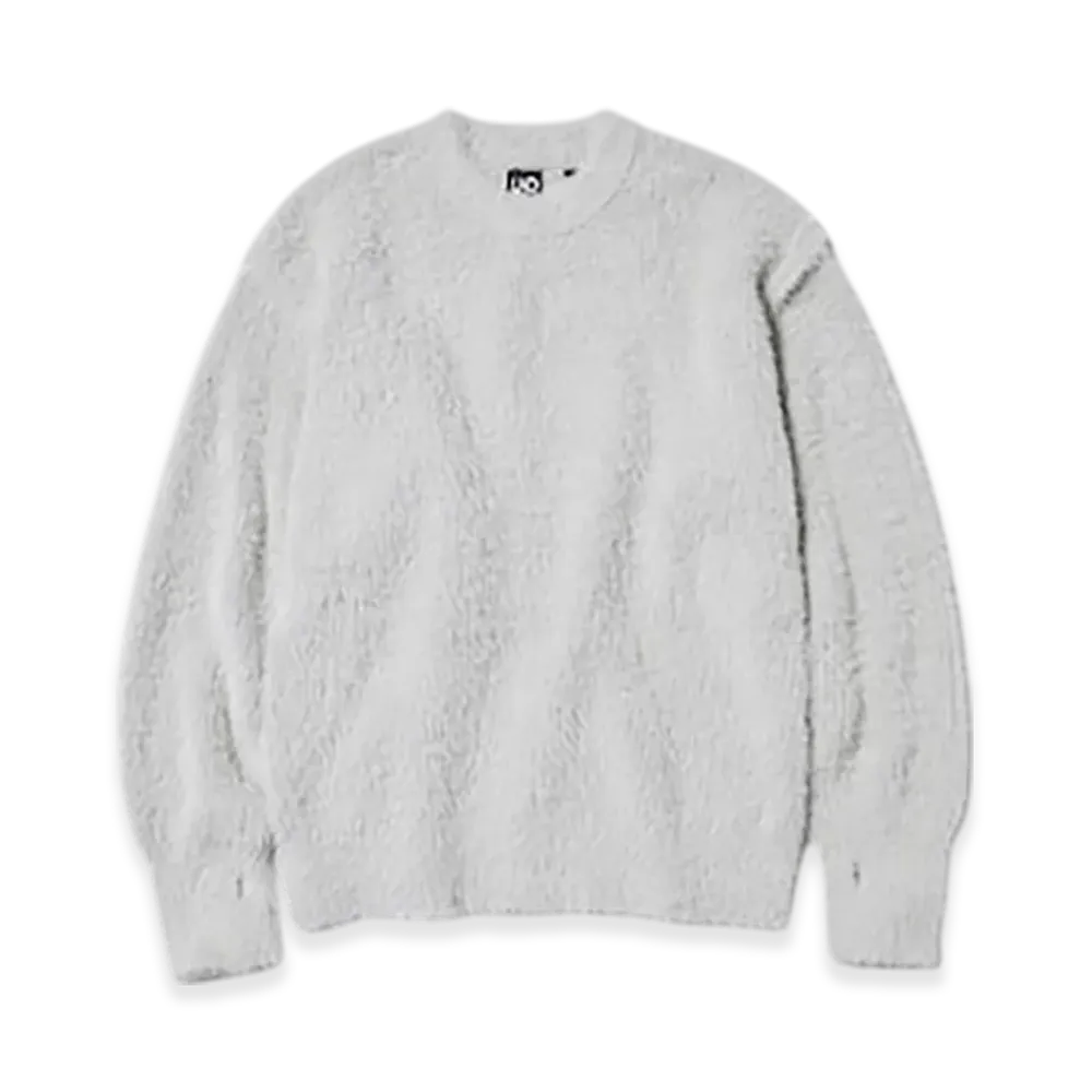 GU x UNDERCOVER Shaggy Crew Neck Sweater "Light Gray"