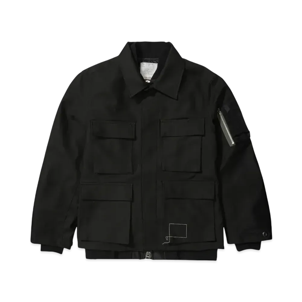 WTAPS x sacai Cotton Back Satin Jacket 02 / Jacket / Cotton Back Satin "Black" 2423234D-JKM03S / 25-03694M