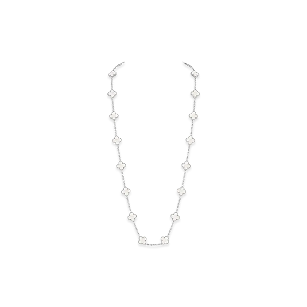 Van Cleef & Arpels Vintage Alhambra long necklace 20 motifs "18K White gold/Mother-of-pearl"
