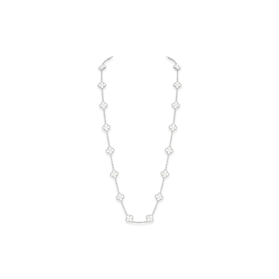 Van Cleef & Arpels Vintage Alhambra long necklace 20 motifs "18K White gold/Mother-of-pearl"