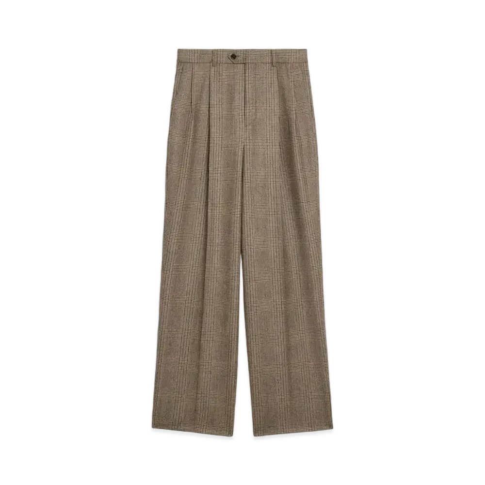 CELINE Skate Pants / Prince Of Wales Check Wool "Beige/Brown/Black"