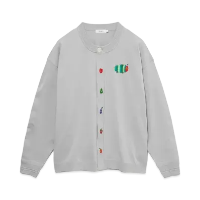 graniph x Eric Carle Fruit & Very Hungry Caterpillar Washable Knit Cardigan "Heather Natural"