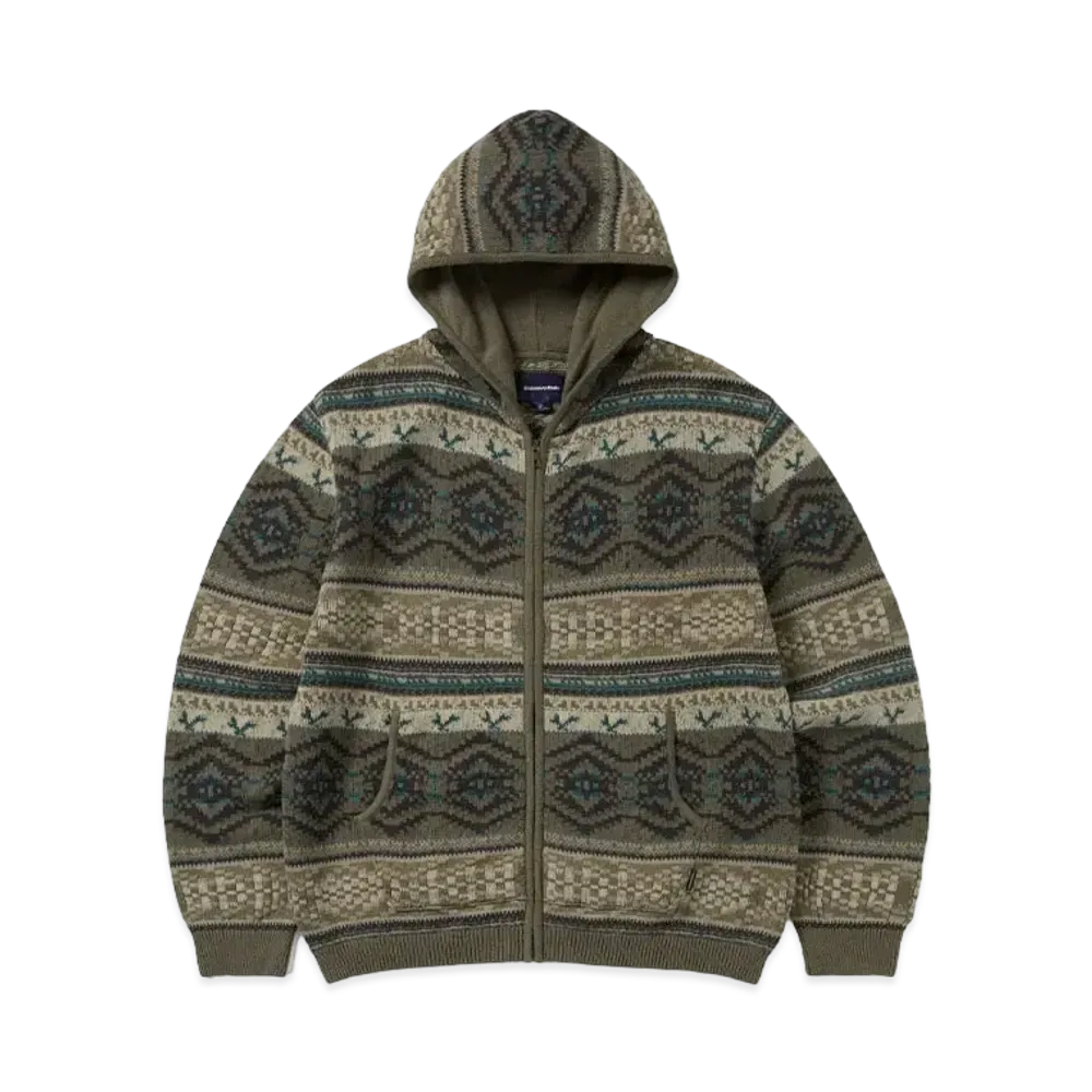 thisisneverthat Hooded Zip Up Sweater "Brown"