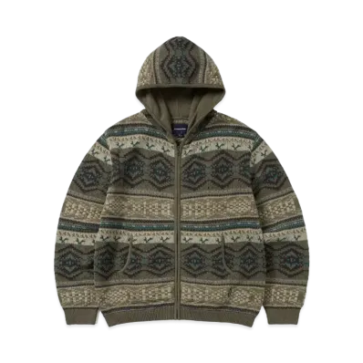 thisisneverthat Hooded Zip Up Sweater "Brown"
