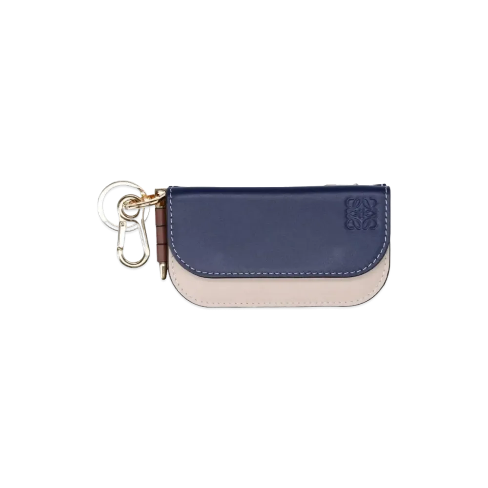 LOEWE Gate Leather Mini Wallet "Navy/Beige"