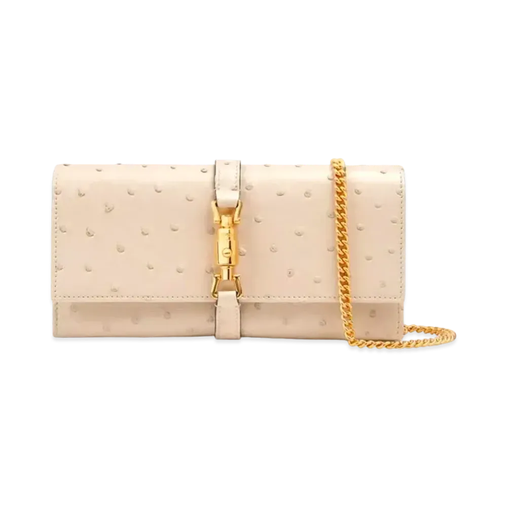 GUCCI Jackie 1961 Ostrich Chain Wallet