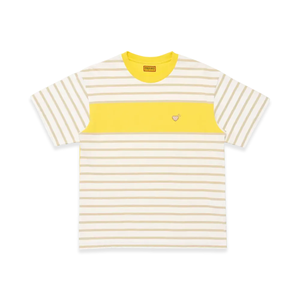 ヒューマンメイド パネルストライプTシャツ "イエロー"