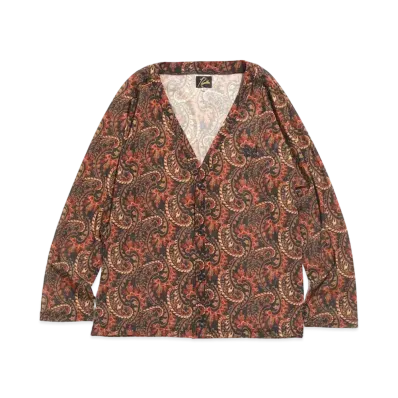 Needles V NECK CARDIGAN - POLY MESH / PAISLEY PT. "Black"