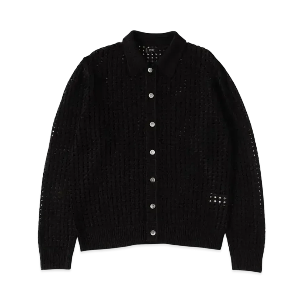 BEAMS 5 Gauge Mesh Polo Shirt "Black"