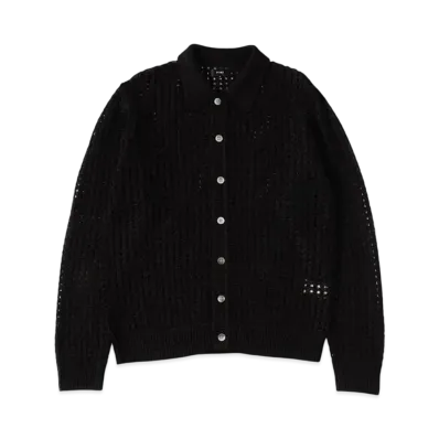 BEAMS 5 Gauge Mesh Polo Shirt "Black"