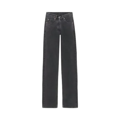 Saint Laurent Women's V-Waist Long Baggy Jeans "90'S French Black"
