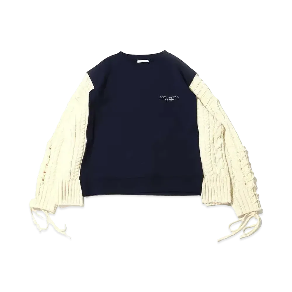 atmos pink Knit Docked Sweat Top "Navy"