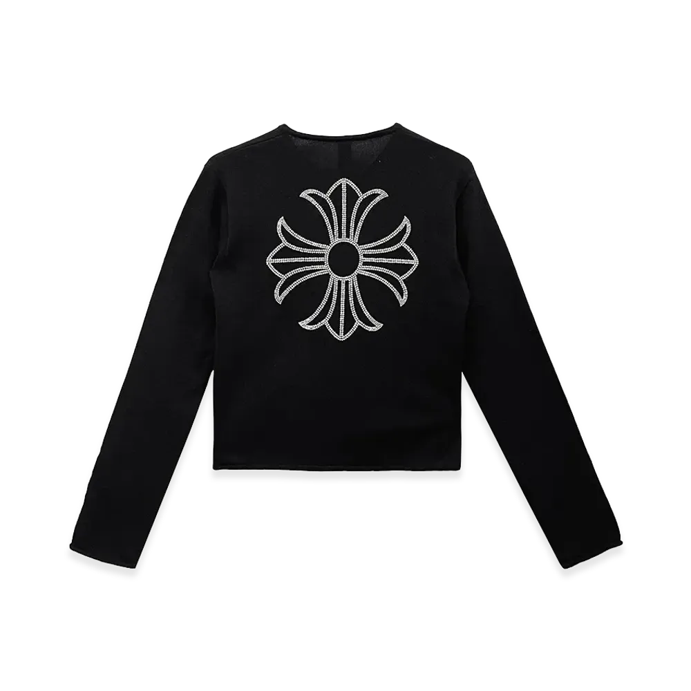 Chrome Hearts Cashmere Rhinestone Cross Logo Sweater "Black"