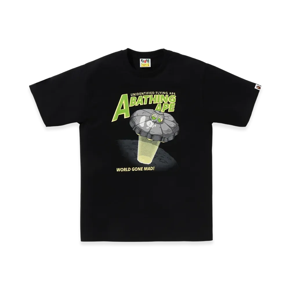 A BATHING APE Ape Head UFO On Moon Tee "Black"