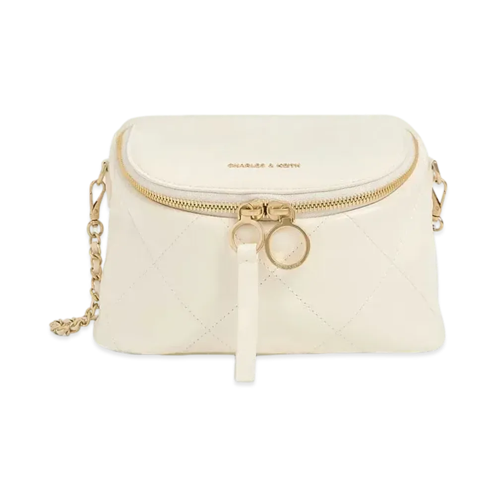 CHARLES & KEITH Upfula Quilted Cross-Body Bag "Cream"
