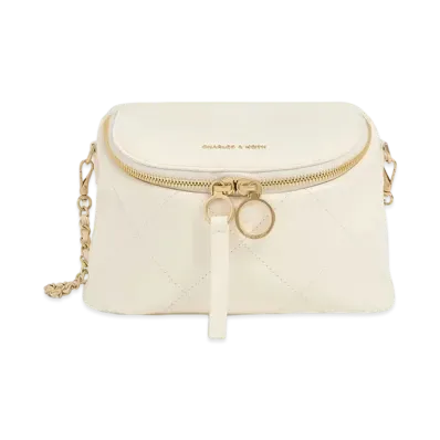 CHARLES & KEITH Upfula Quilted Cross-Body Bag "Cream"
