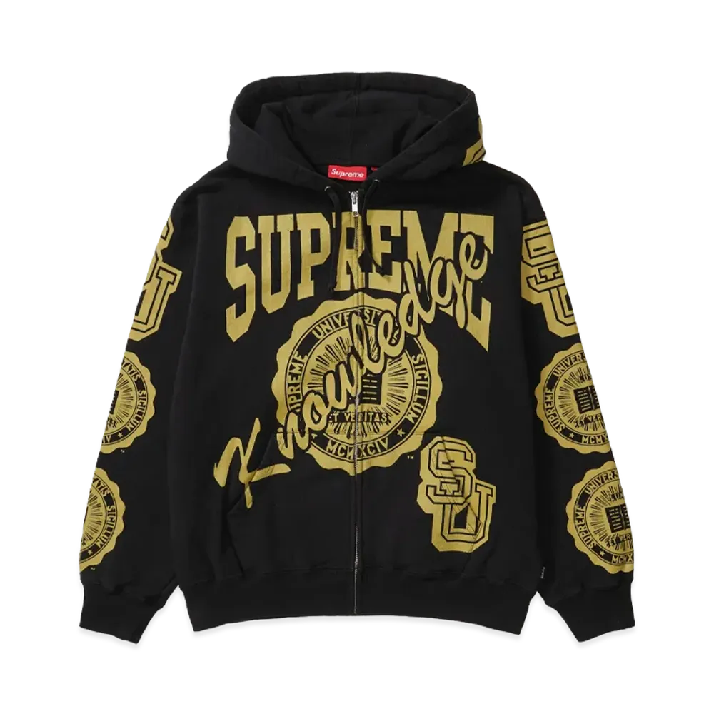 Supreme Knowledge Reigns Zip Up Hooded Sweatshirt "Black"