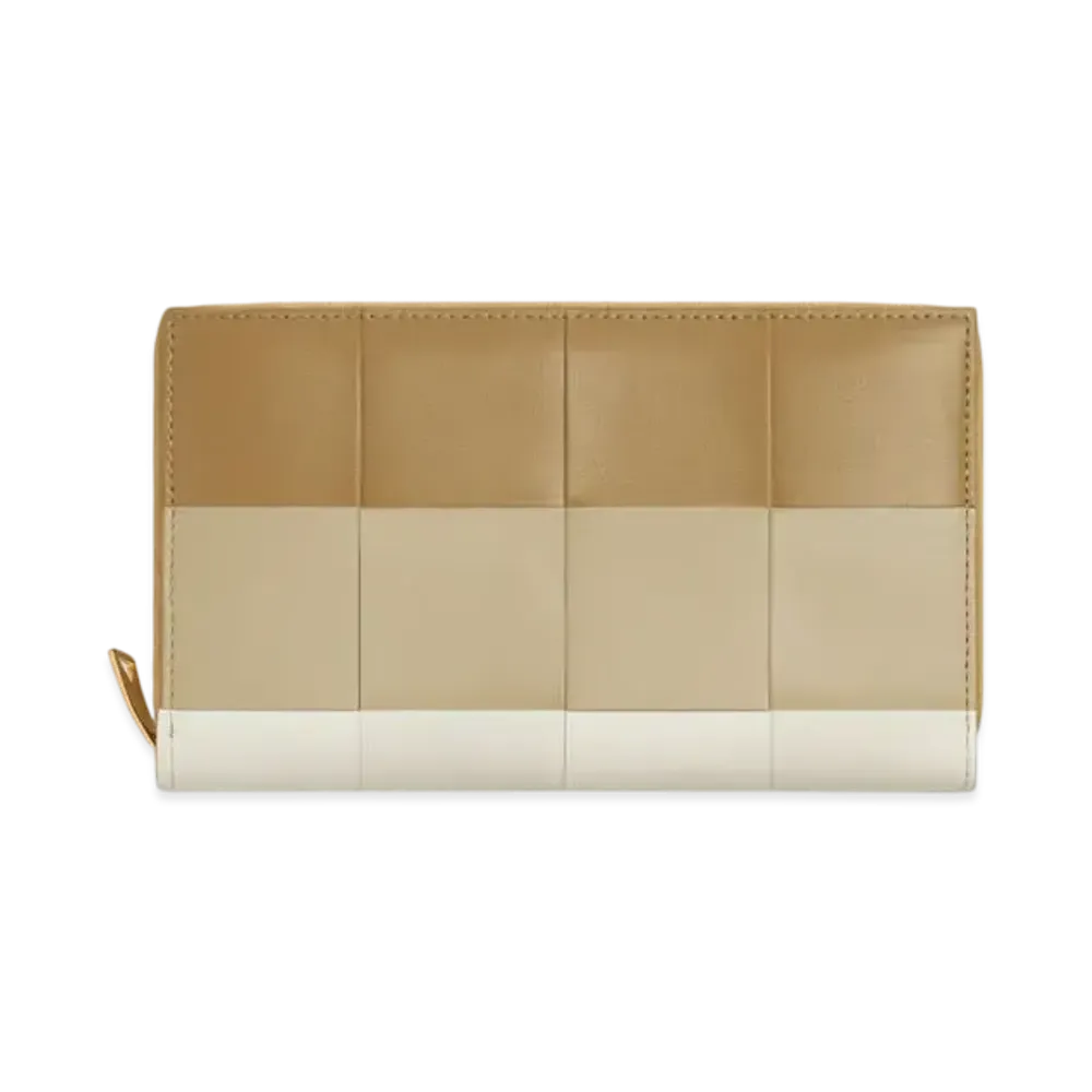 Bottega Veneta Cassette Zip Around Wallet Japan Exclusive "Dark Praline/Light Butterscotch/Sea Salt"