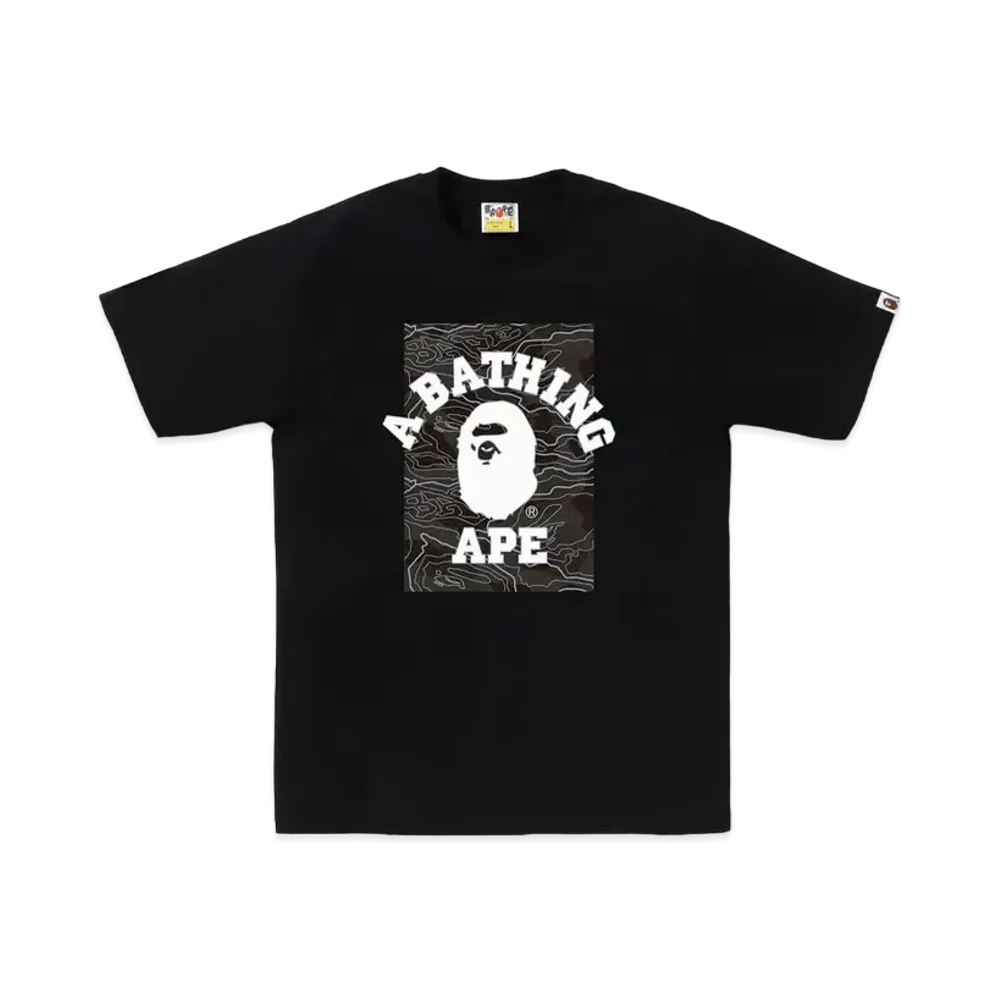 A BATHING APE Layered Line Camo ON College Tee "Black/Black"