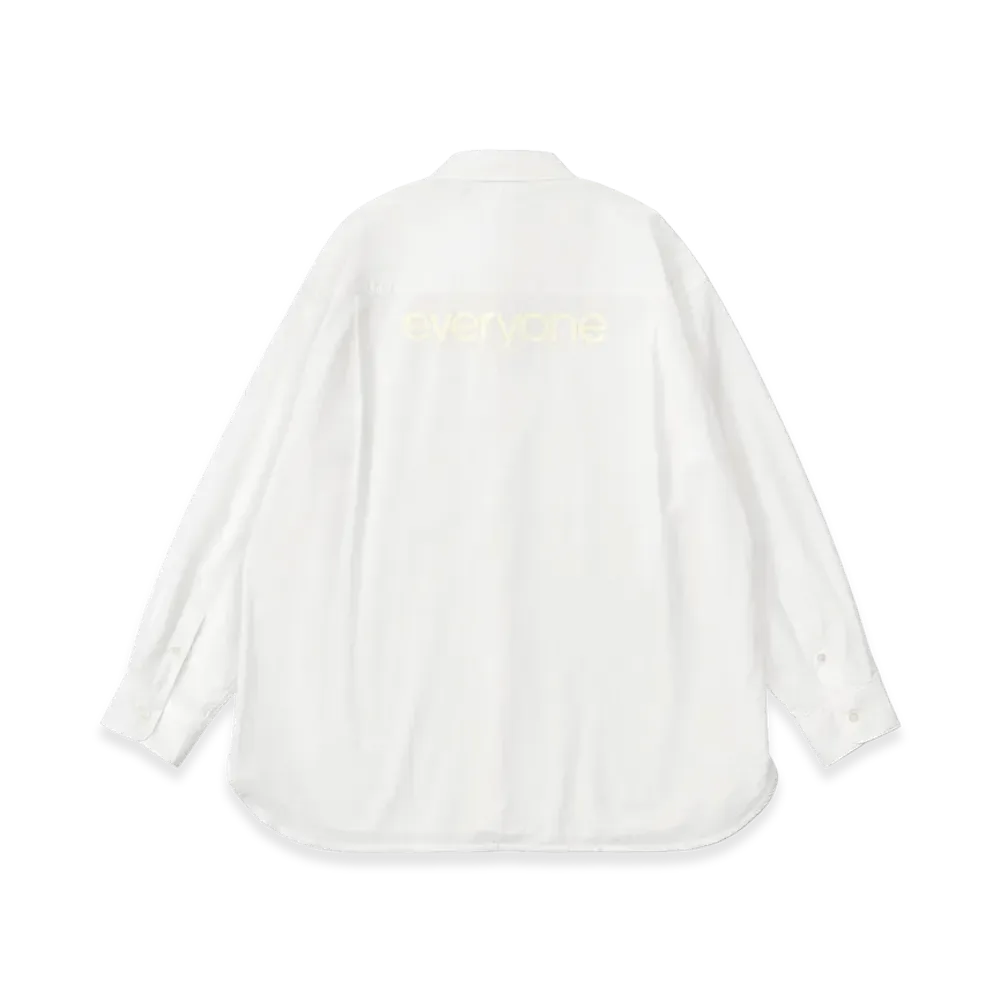 everyone Back Logo Typewriter Regular Collar Shirt "White"