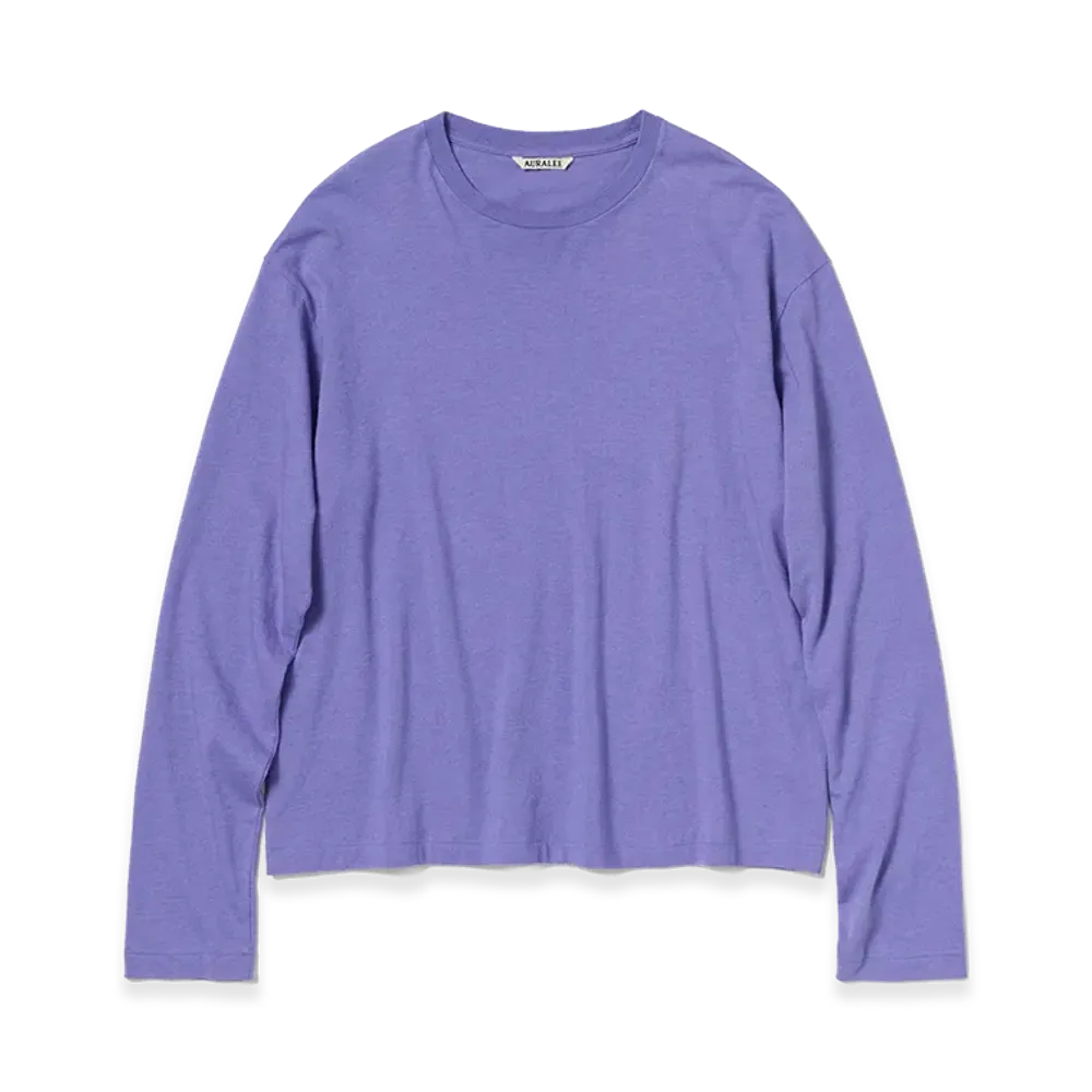 AURALEE Brushed Organic Cotton Jersey L/S Tee "Light Purple"