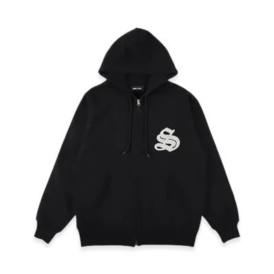 WIND AND SEA Satin Patch Zip Up Sweatshirt "Black"