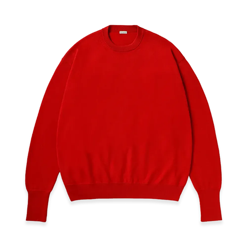 A.PRESSE Wool Knit Crew Neck Sweater "Red"