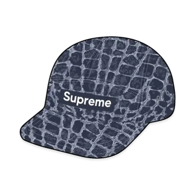 Supreme Frayed Croc Denim Camp Cap "Indigo"