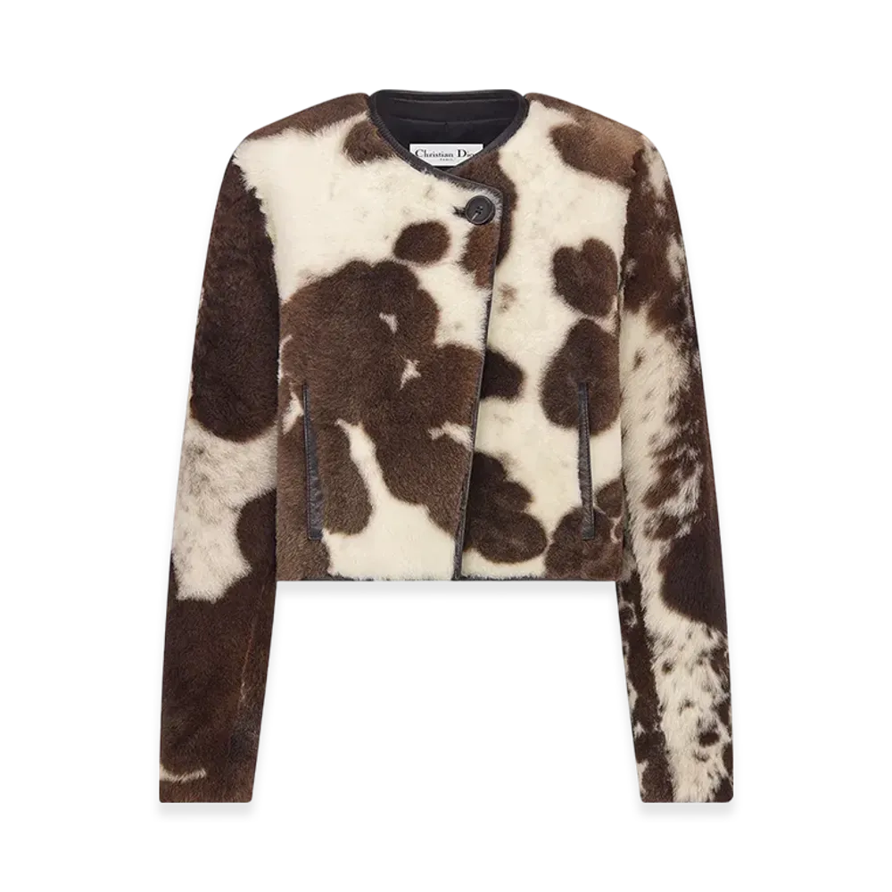 Dior Women's Jacket Lamb Fur "Ecru/Brown"