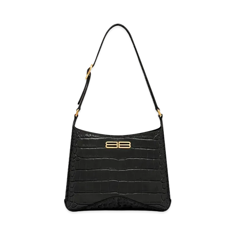 BALENCIAGA XX Small Hobo Bag Crocodile Embossed "Black"