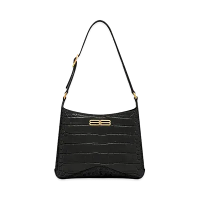 BALENCIAGA XX Small Hobo Bag Crocodile Embossed "Black"
