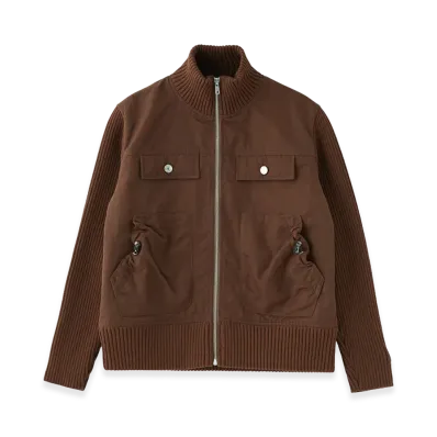X-Girl Women's Ribbed Sleeve Woven Jacket "Brown"