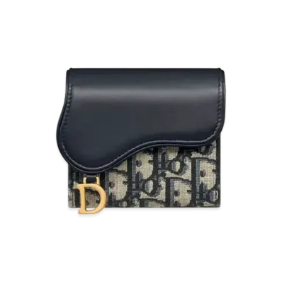 Dior Saddle Lotus Wallet Dior Oblique Jacquard and Smooth Calfskin "Blue"