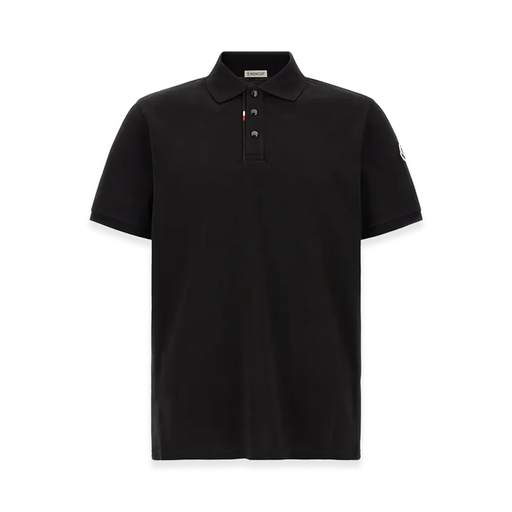 MONCLER Tricolor Detail Polo Shirt "Black"