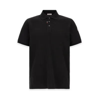 MONCLER Tricolor Detail Polo Shirt "Black"