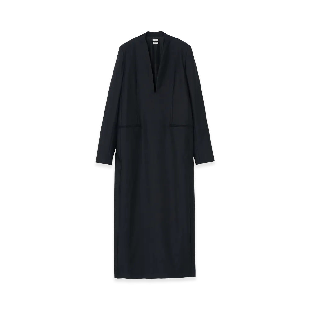 YOKE Super120's Wool Serge Long Dress "Black"
