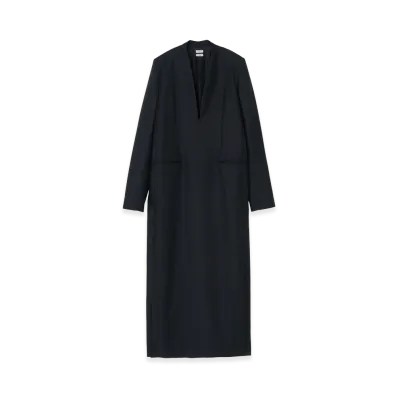 YOKE Super120's Wool Serge Long Dress "Black"