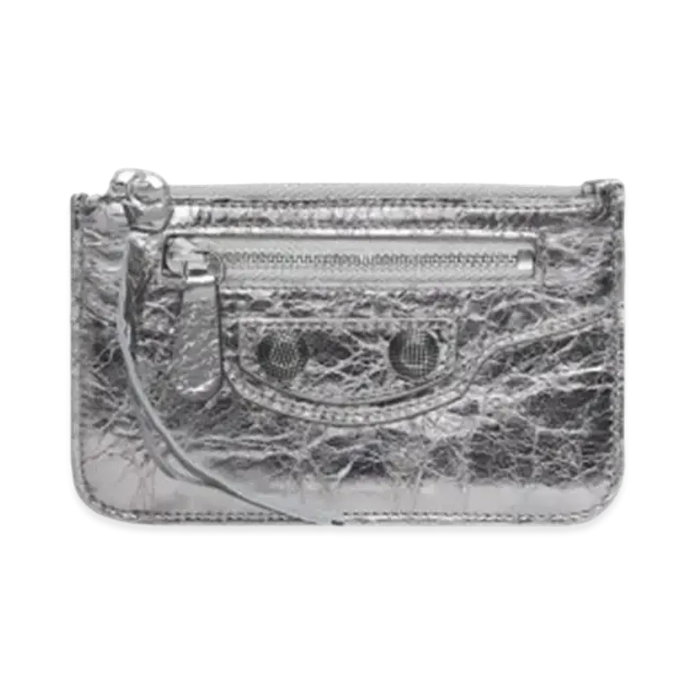BALENCIAGA Le Cagole Long Coin Card Holder Metallic "Silver"