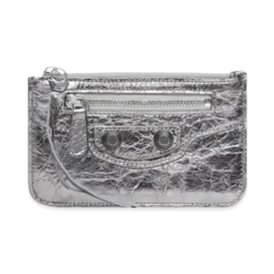 BALENCIAGA Le Cagole Long Coin Card Holder Metallic "Silver"